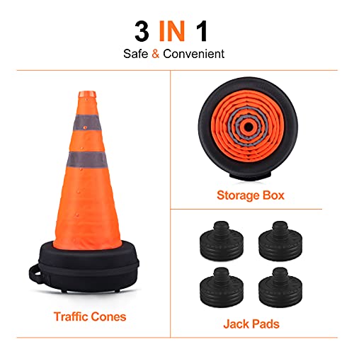 3 in 1 Jack Pad for Tesla Model 3/S/X/Y with Traffic Cone and Storage, 4 Lifting Pucks