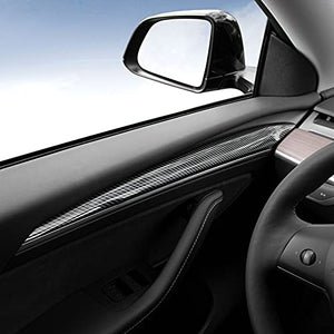 2021 2022 Tesla Model 3 Model Y Interior Door Panel Molding Trim (Glossy Carbon Fiber)