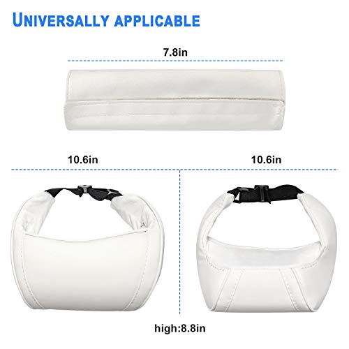 Neck Pillow Microfiber Leather car headrest Using High Elastic Polyurethane Foam Compatible with Tesla (White )