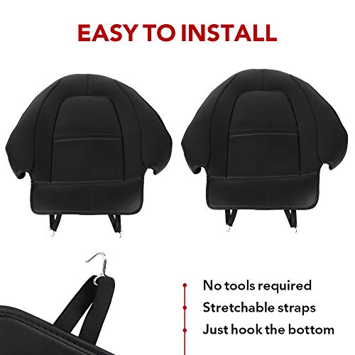 Tesla Model 3 & Y Black Leather Seat Back Kick Protector/Kick Mat with Storage Bag Black (2 Piece Set)