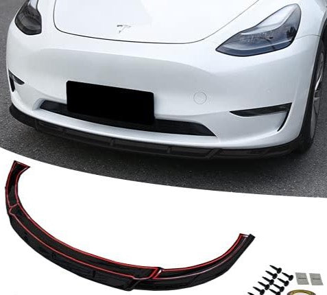 3 Piece Front Bumper ABS Lip Splitter for 2020-2022 Tesla Model Y (Matte Black)
