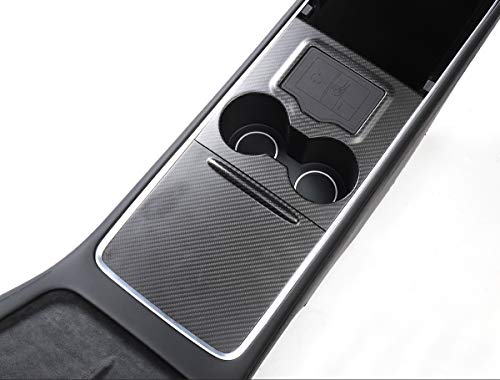100% Real Matte Carbon Fiber Center Console Overlays for 2021-2023 Tesla Model 3 & Model Y