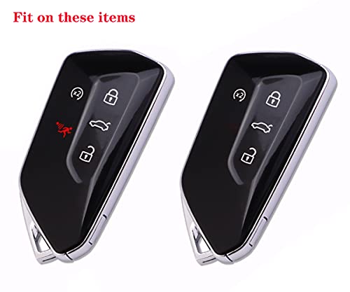 Soft TPU Key Fob Cover Case fit for 2020 2021 VW ID3 ID4 MK8 Golf GTI Skoda Octavia Keyless Entry Key Fob (Purple)