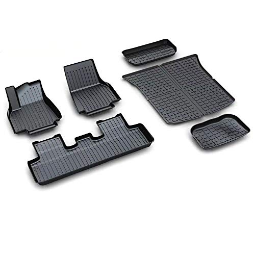 All Weather Floor Mats for Tesla Model Y 2020-2022 Custom Fit TPE Car Floor Mats Cargo Liner Rear Cargo Tray Trunk Waterproof Interior Accessories Set