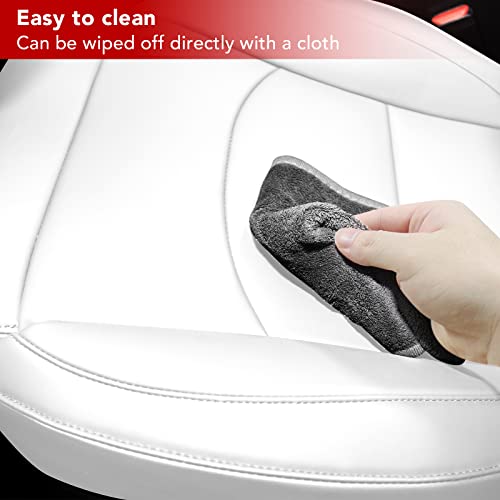 Tesla Model Y Leather Seat Extender Cushion Pad for Front and Rear Seats (White)