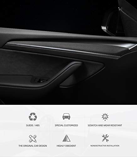 Alcantara Grey Door Panel Wrap for 2021-2022 Tesla Model 3 & Y