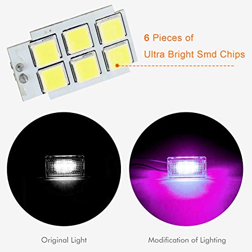 Tesla Car Interior LED Lights Bulbs Kit, Prying Tool Tesla Model Accessories Replacement Lights Fit for Tesla Model 3 Model S Model X Model Y(4 Pack/Pink)
