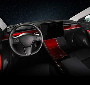 Car Central Control Instrument Panel for Tesla Model 3 and Tesla Model Y 2017-2022 Interior Package kit Protection (Red Style)