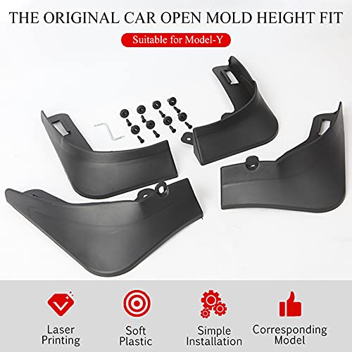 Mudguard Accessories, Suitable for Tesla Model Y Mud Flaps Splash Guards Fender, 4 Pcs Mud Flaps Kit No Need to Drill Holes,Blue