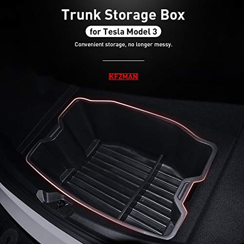 Model 3 Rear Trunk Bottom Organizer Box, Lower Trunk Cargo Storage Box All Weather Fit for 2017-2021 Tesla Model 3, Custom Fit, Black