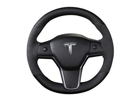 Hand Stitched Leather Alcantara Steering Wheel Cover for Tesla Model 3 & Y