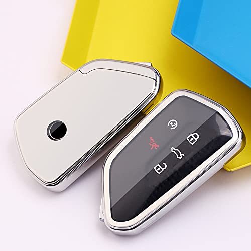 TPU Protector Key Fob Cover Case fit for 2020 2021 VW ID3 ID4 MK8 Golf 8 GTI Skoda Enyaq Octavia Keyless Entry Key Fob (Silver)