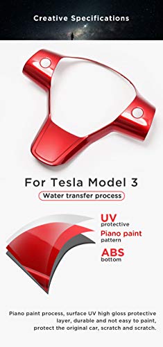 Steering Wheel Frame/Trim for 2017-2022 Tesla Model 3 & Y (Red)
