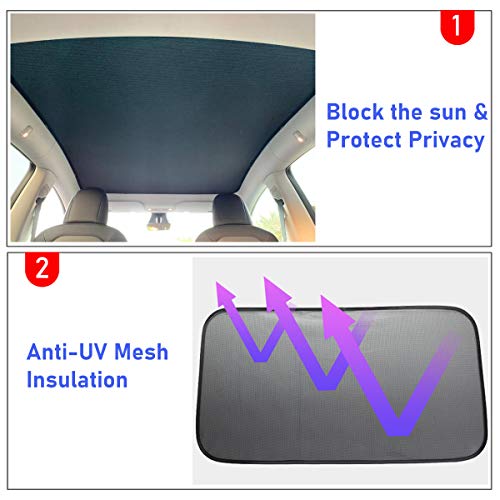 For Tesla Model Y Glass Roof Sunshade UV Reflection Heat Blocking Shade  Black