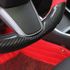 Carbon Fiber and Red Leather Steering Wheel Cover for Tesla Model 3 & Y