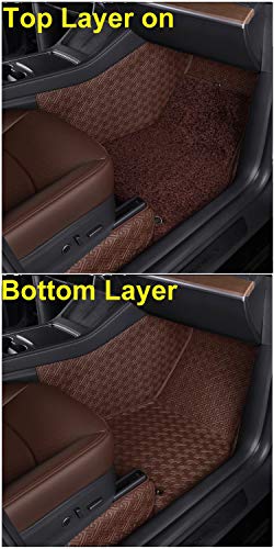 Floor Liner Fit for Tesla Model Y 2020 2021 Fully Embedded No Edge Customized Floor Mat Frunk Trunk Blanket-Non-Slip Waterproof Car Carpet Protect All Weather(Brown)