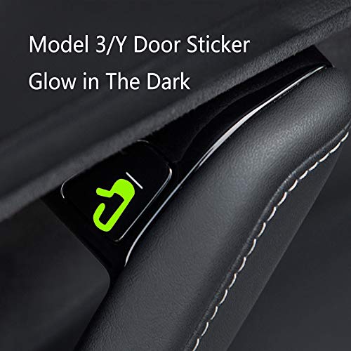 8pcs Tesla Model 3/Y Door Sticker Glow in The Dark,Door Open Button Luminous Decal Set, Model 3/Y Accessories Interior