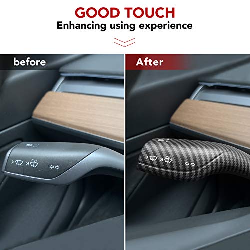 Tesla Model 3 Model Y Gear Shift Cover Steering Wheel Accessories ABS Plastic Carbon Fiber Black