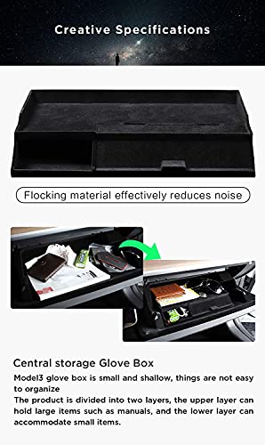 Tesla Model 3 Model Y 2016-2022 Non-Slip Storage Glove Box Car Interior Accessories Organizer Tray (Velvet Black)