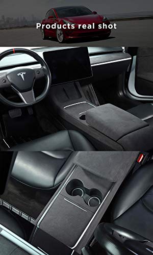 Alcantara Gray Center Console Side Panel Stickers/Wraps for 202-2022 Tesla Model 3 & Y