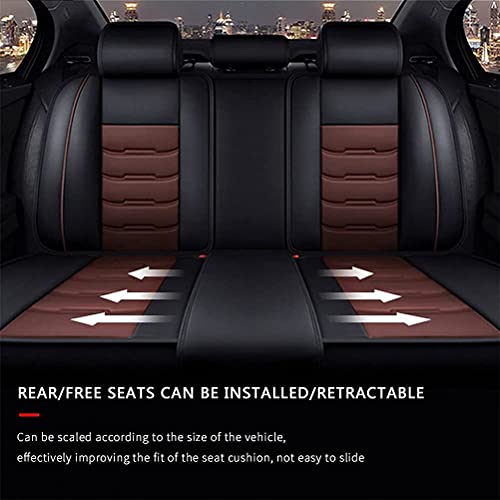 Front & Rear Seat Covers with Headrest Backrest Cushions for Chevy Chevrolet Bolt EV EUV Car Seat Cover Luxury PU Leather Comfortable Wear Resistant Black×Brown