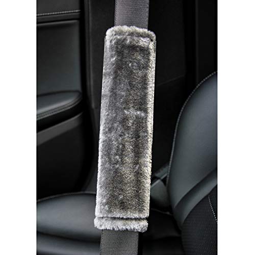 Soft Faux Sheepskin Seat Belt Shoulder Pad for a More Comfortable Driving, Compatible with Adults Youth Kids - Car, Truck, SUV, Airplane,Carmera Backpack Straps 2 Packs Light Gray