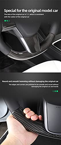 Lower Carbon Fiber Embedded Steering Wheel Cover for Tesla Model 3 & Y (Forged Bright Carbon Fiber)