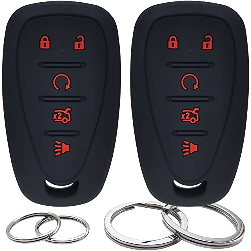 2 Pcs Silicone 5 Buttons Key Fob Cover Remote Case Keyless Protector Compatible with 2016-2020 Chevrolet Chevy Malibu Camaro Cruze Equinox Sonic Spark Traverse Blazer Bolt EV Trax Volt