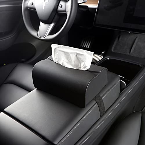 Tesla 3 Y S X Car Tissue Holder Non-Slip Silicone Auto Tissue Box Accessories with Elastic Band for Vehicle Armrest Box Seat Back
