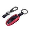 Premium Compatible with Tesla Key Fob Cover for Model S & Model 3 - Aircraft Aluminum Flip Key Protection Case with Leather Keychain - Keyfob Holder Fits for Tesla (Model S & Model 3, Red)