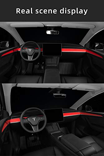 Alcantara Red Door Panel Trim Wrap/Sticker for 2021 Tesla Model 3 & Y