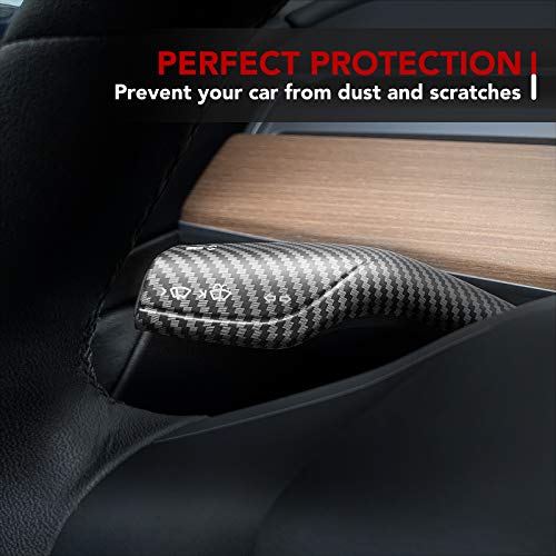 Tesla Model 3 Model Y Gear Shift Cover Steering Wheel Accessories ABS Plastic Carbon Fiber Black