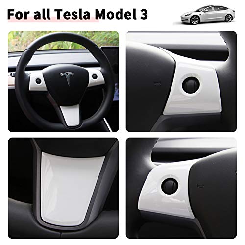 Steering Wheel Wrap Kit for Tesla Model 3 & Y Steering Wheel Protector Decoration White 3 Pcs