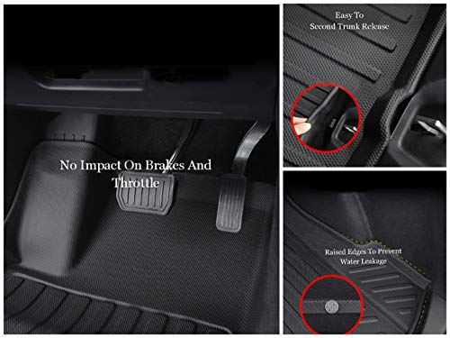 All Weather Full Set of TPE Floor Mats and Rear Trunk Cargo Tray for Tesla Model Y 2020 and 2021 - All Versions Flexible & Eco-Friendly Latex Material Waterproof Protection Mat (Set of 6)