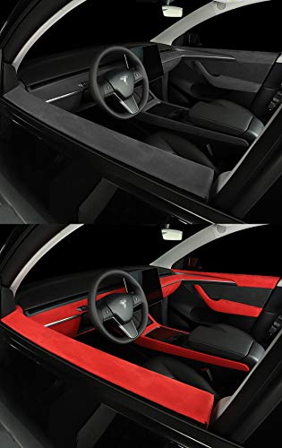 Tesla Model Y Car Inner Door Handle Suede Turn Fur Decorative Sticker (Side) Gray