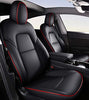 Custom Fit Full Set Leather Seat Covers for Tesla Model Y (Black/Red)