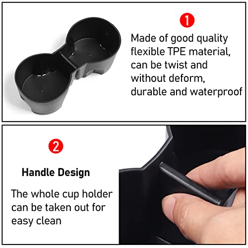 2021 Tesla Model S/X Cup Holder Insert, Anti Slip Center Console CupHolder Protector for Model S/X Plaid/Long Range and Model S/X