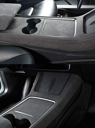 Alcantara Gray Center Console Side Panel Stickers/Wraps for 202-2022 Tesla Model 3 & Y