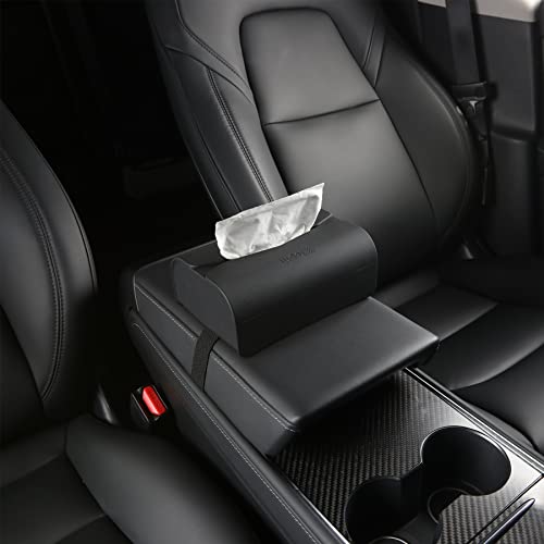 Tesla 3 Y S X Car Tissue Holder Non-Slip Silicone Auto Tissue Box Accessories with Elastic Band for Vehicle Armrest Box Seat Back
