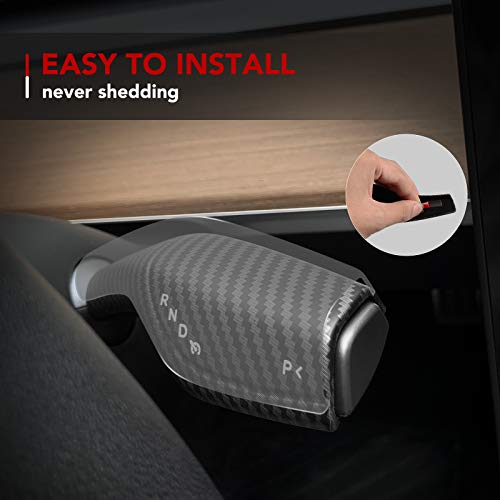 Tesla Model 3 Model Y Gear Shift Cover Steering Wheel Accessories ABS Plastic Carbon Fiber Black