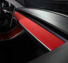 Alcantara Red Dashboard Cap for 2017-2022 Tesla Model 3 & Y (2 Piece Set)
