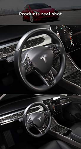 Forged Marble Dry Carbon Fiber Steering Wheel Accents for Tesla Model 3 & Model Y