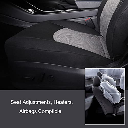 Front Car Seat Covers Custom Fit for Tesla Model 3/Model Y Car Seat Protector 2PCS, Fully Wrapped Farbic Mesh Seat Cover Set for Tesla Model 3/Y2017 2018 2019 2020 2021 Gray and Black