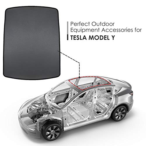 Tesla Model Y Black Glass Roof Sunshade with UV/Heat Insulation Cover (2 Piece Set)