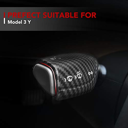 Tesla Model 3 Model Y Gear Shift Cover Steering Wheel Accessories ABS Plastic Carbon Fiber Black