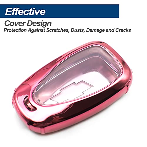 Fit for 2021 2020 2019 Chevrolet Chevy Camaro Malibu Spark Blazer Bolt EV Equinox Trax TPU Key Fob Remote Cover Case Shell Glove Pouch Holder Protector Keyless Entry Sleeve Accessory, Pink