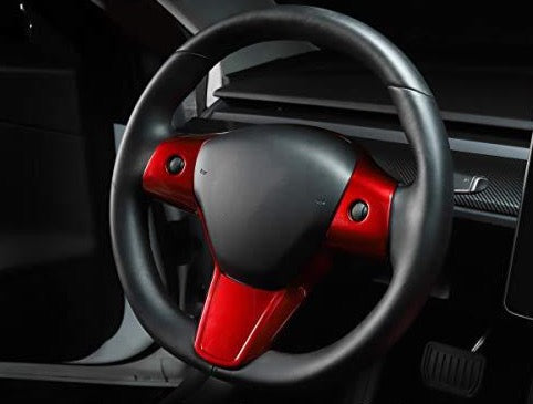 Steering Wheel Frame/Trim for 2017-2022 Tesla Model 3 & Y (Red)