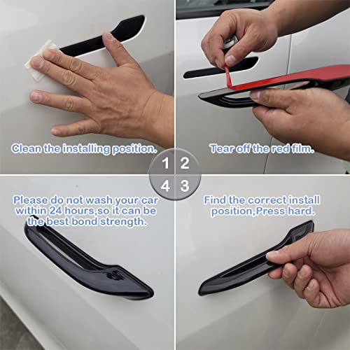 Easy to Open Add On Door Handles for Tesla Model 3 & Y (Bright Black-4 Piece Set)