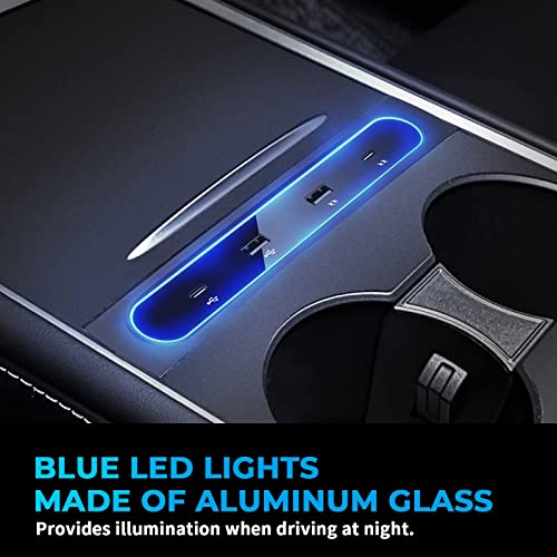 Lighted 4 in 1 USB Hub Docking Station for Tesla Model 3 & Y
