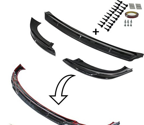 Carbon Fiber ABS Front Lip Splitter/Front Bumper Lip Spoiler for 2020-2022 Tesla Model Y (3 Piece Set)